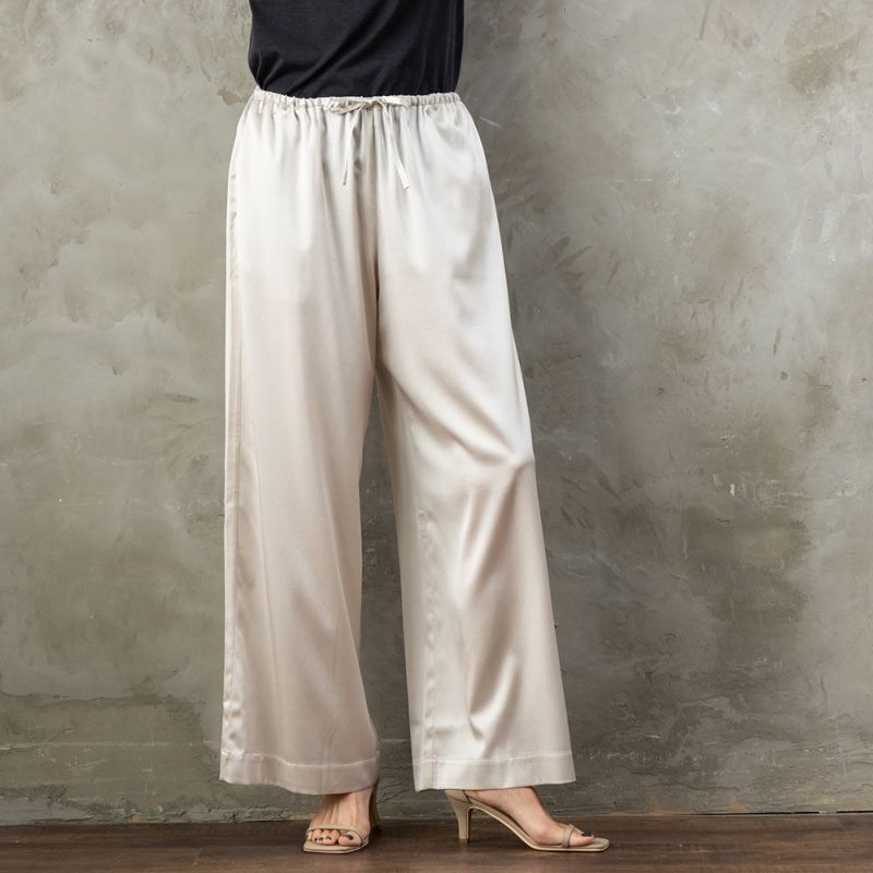 シルクサテンストレッチ ワイドパンツ 19匁