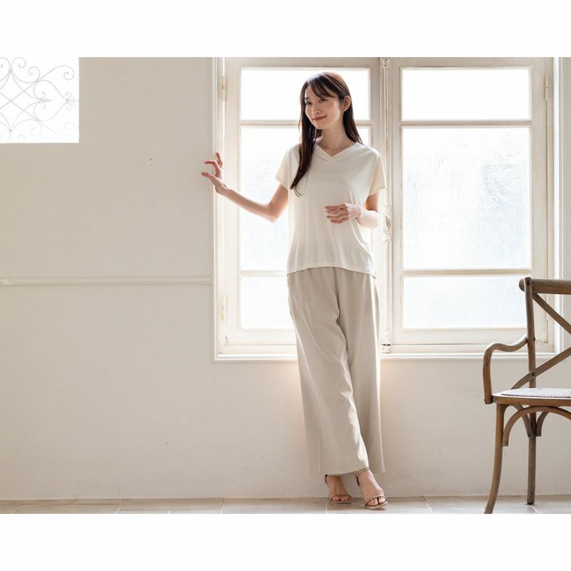 DESIGNWORKS / デザインワークス シルクサテンワイドパンツ シルクサテンストレッチ ワイドパンツ イースクリエーション本店