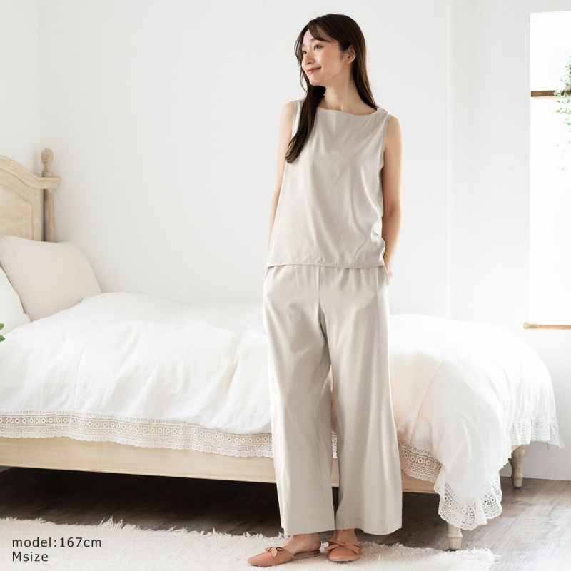 シルクサテンストレッチ ワイドパンツ 19匁