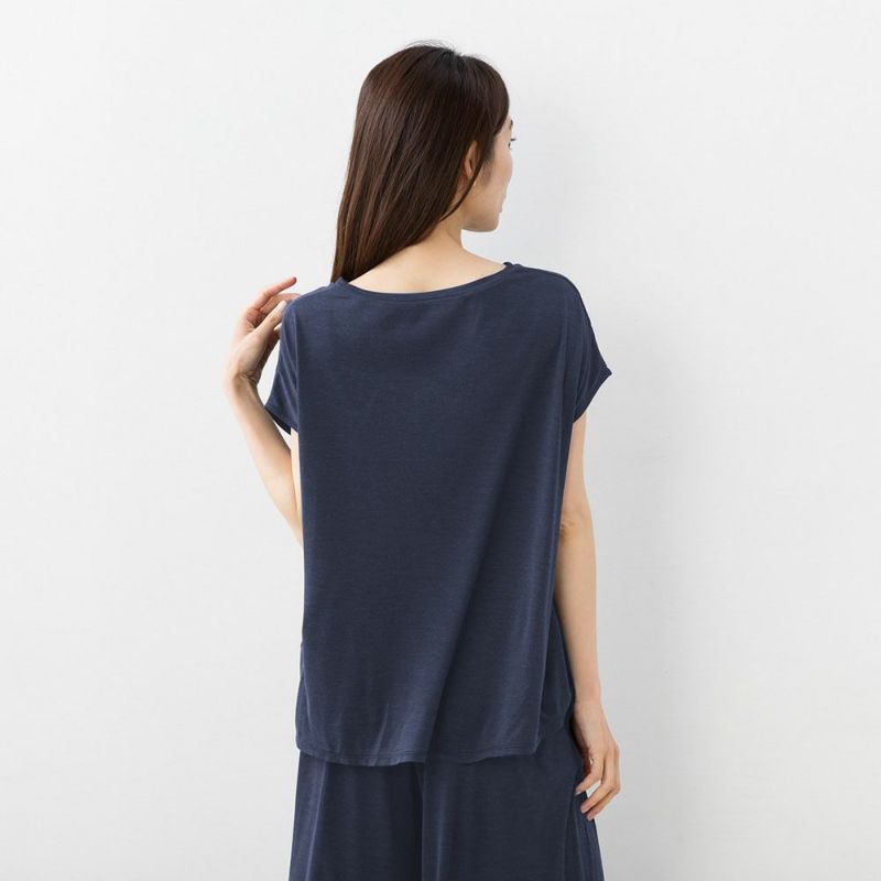 シルク100% ソフトジャージー パジャマ 上下セット フレンチ袖トップスとガウチョパンツ 日本製