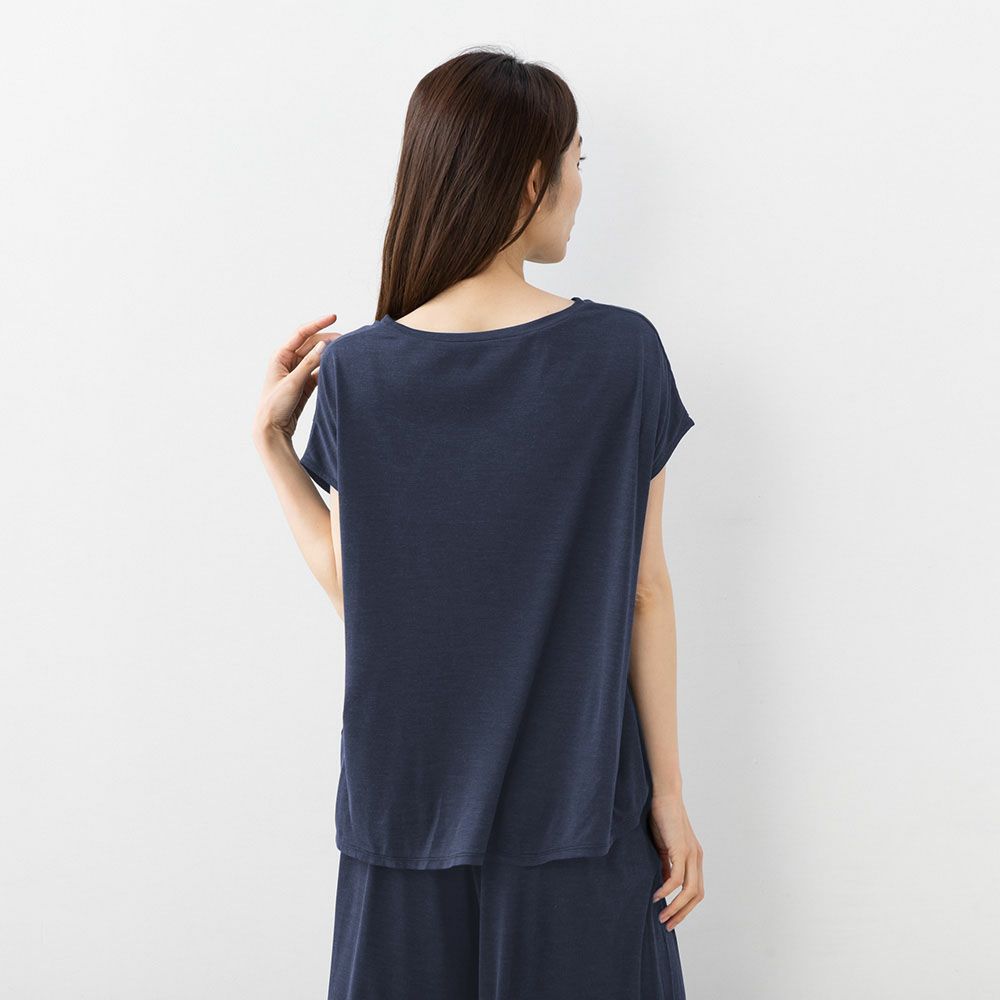 シルク100% ソフトジャージー パジャマ 上下セット フレンチ袖トップスとガウチョパンツ 日本製