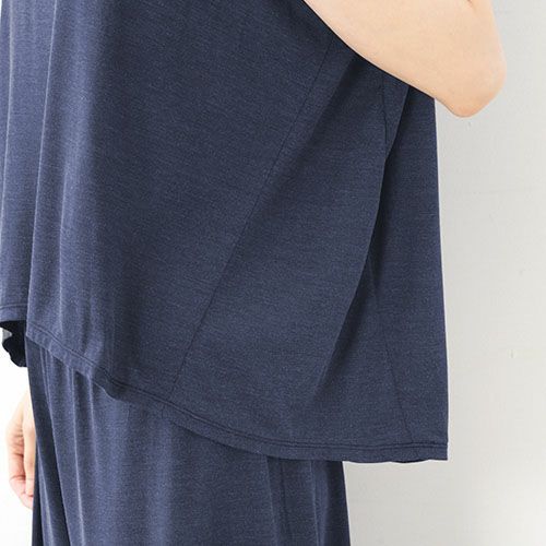 シルク100% ソフトジャージー パジャマ 上下セット フレンチ袖トップスとガウチョパンツ 日本製