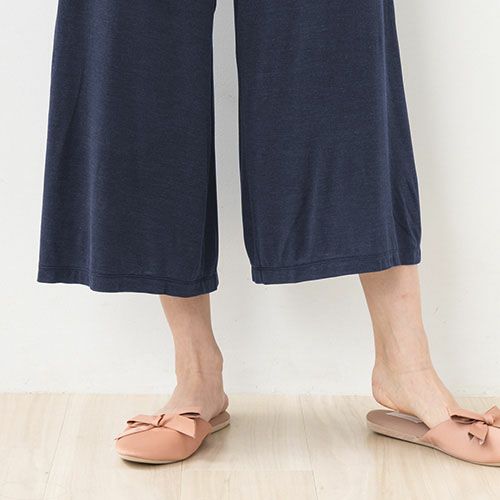 シルク100% ソフトジャージー パジャマ 上下セット フレンチ袖トップスとガウチョパンツ 日本製