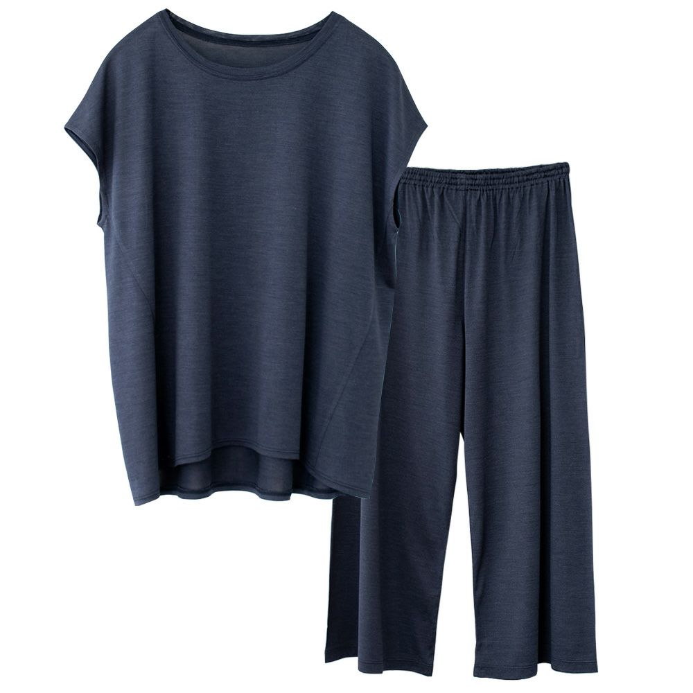 シルク100% ソフトジャージー パジャマ 上下セット フレンチ袖トップスとガウチョパンツ 日本製