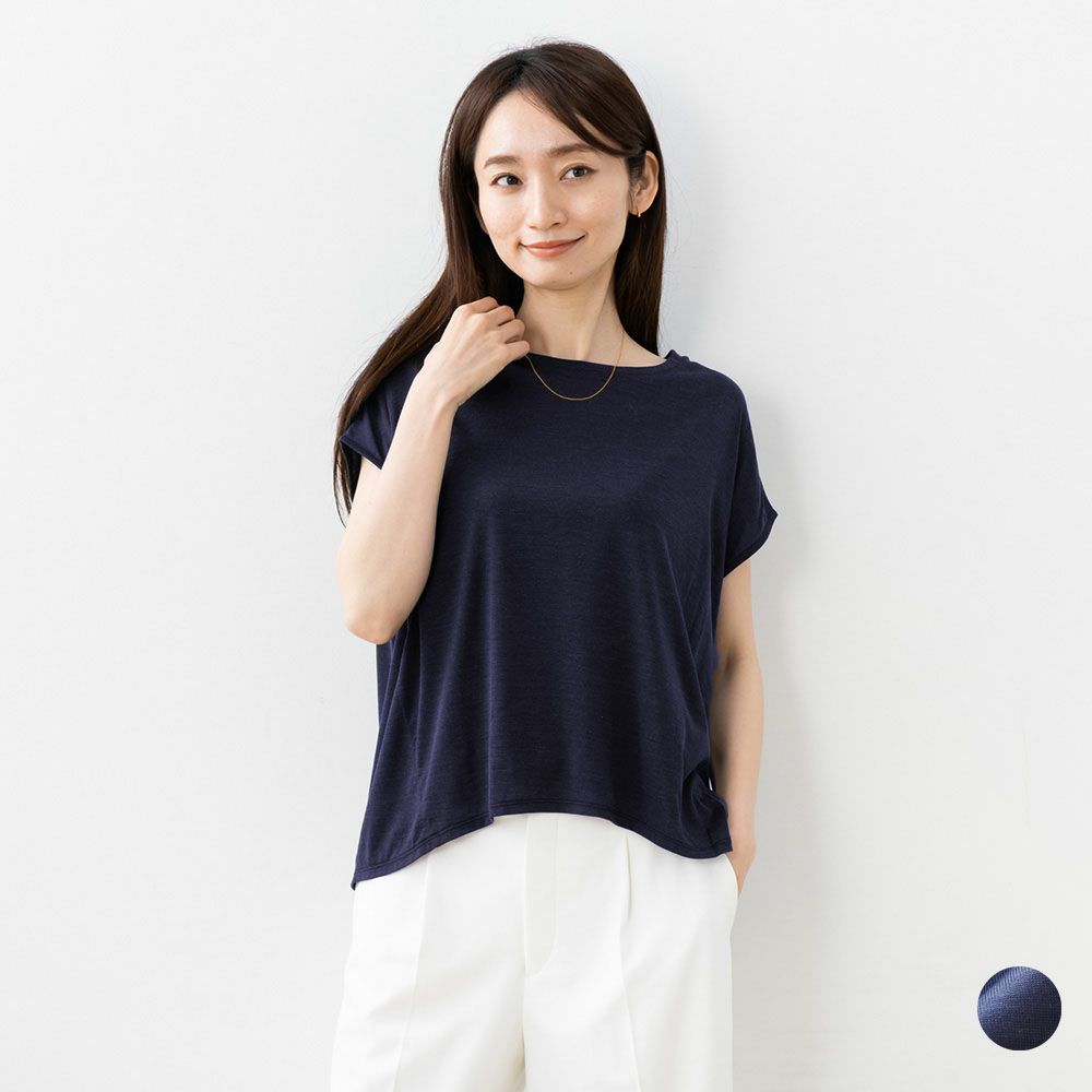 シルク100% ジャージー フレンチ袖トップス 日本製