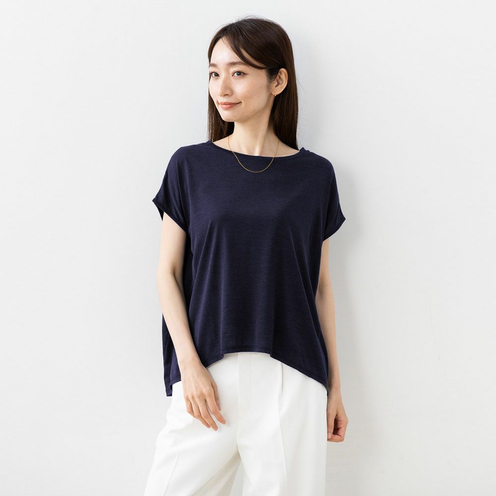 シルク100% ジャージー フレンチ袖トップス 日本製