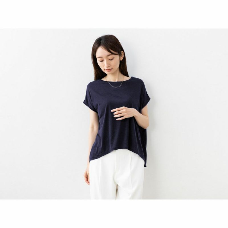 シルク100% ジャージー フレンチ袖トップス 日本製