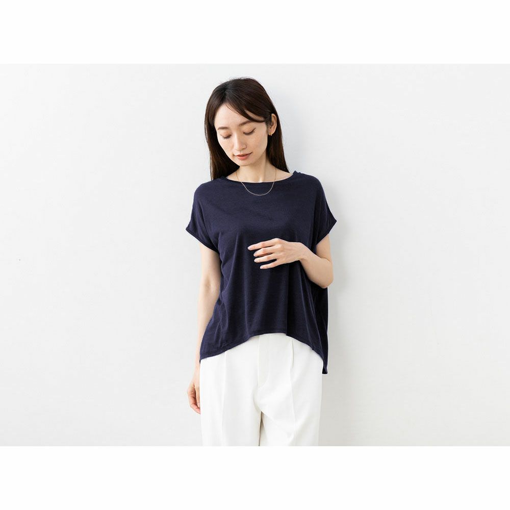 シルク100% ジャージー フレンチ袖トップス 日本製