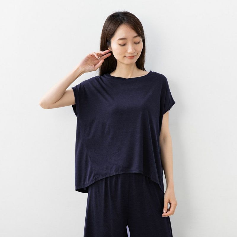 シルク100% ジャージー フレンチ袖トップス 日本製