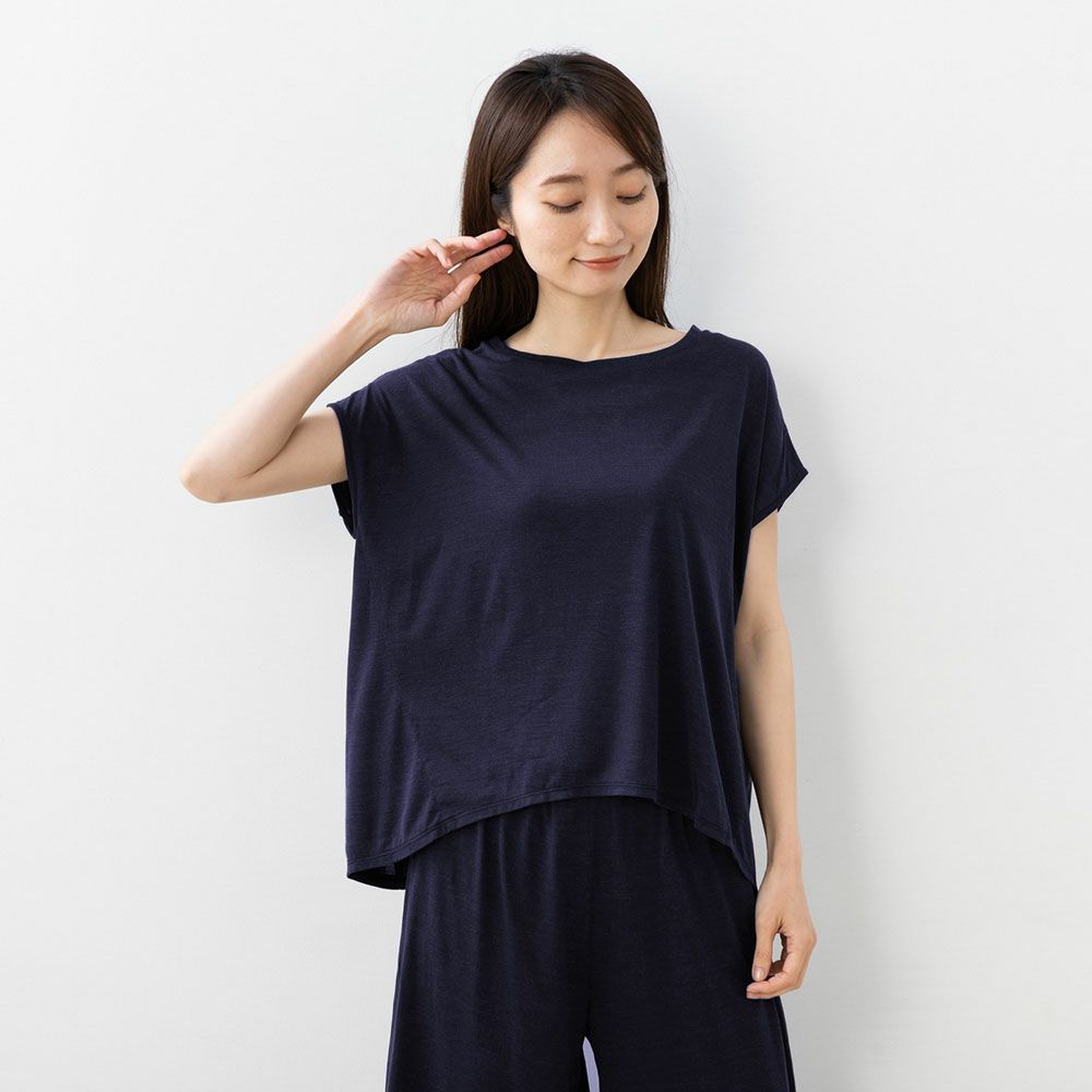 シルク100% ジャージー フレンチ袖トップス 日本製