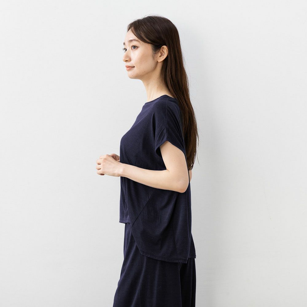 シルク100% ジャージー フレンチ袖トップス 日本製