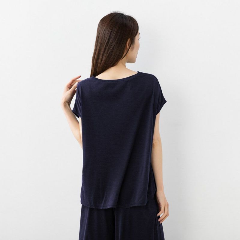 シルク100% ジャージー フレンチ袖トップス 日本製