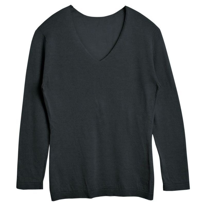 シルク100％ ふわふわ加工 Vネック 長袖インナー 日本製