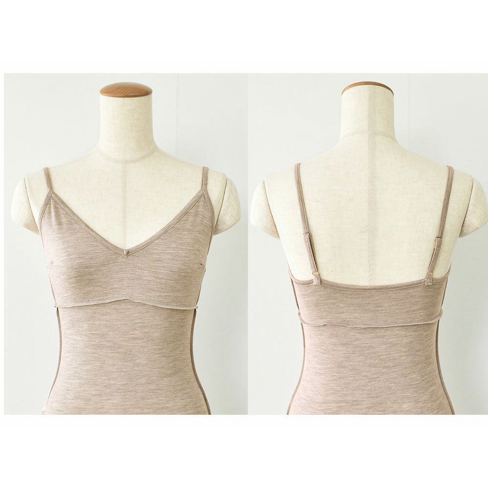 シルク カップ付きキャミソール ストレッチ ソフトベア天竺 日本製 ウォッシャブル加工