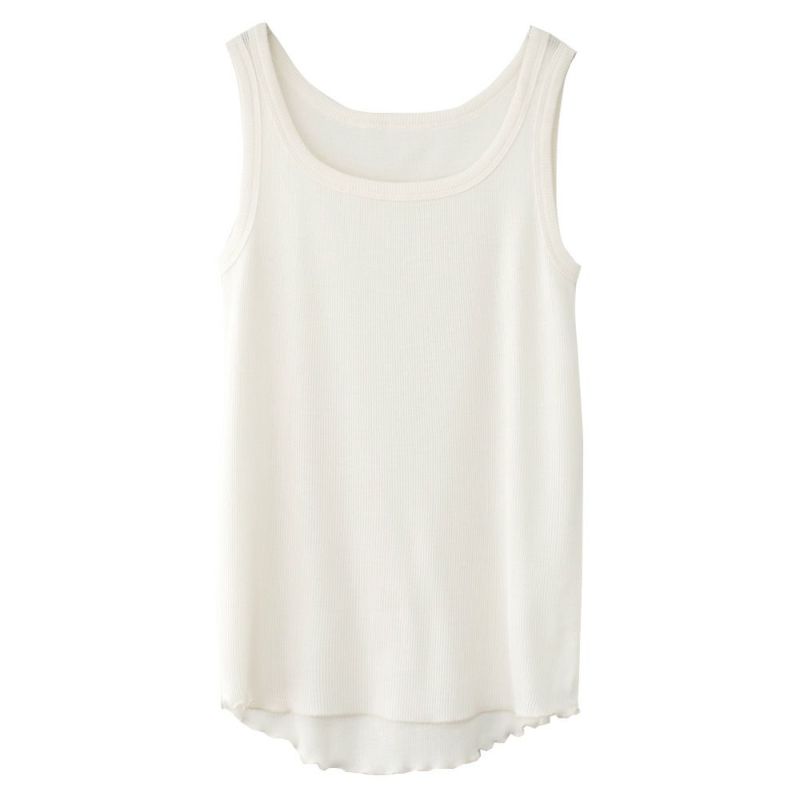 シルク100% テレコ　タンクトップ 日本製 ウォッシャブル加工