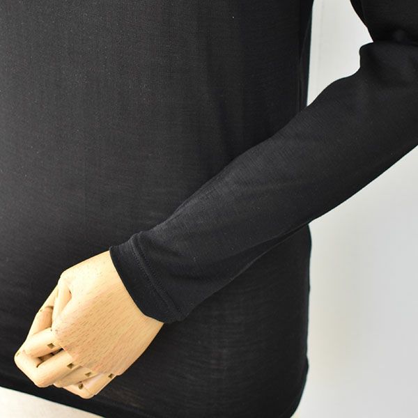 シルク100％ ハイネック 長袖インナー 日本製【ふわ肌シルク】