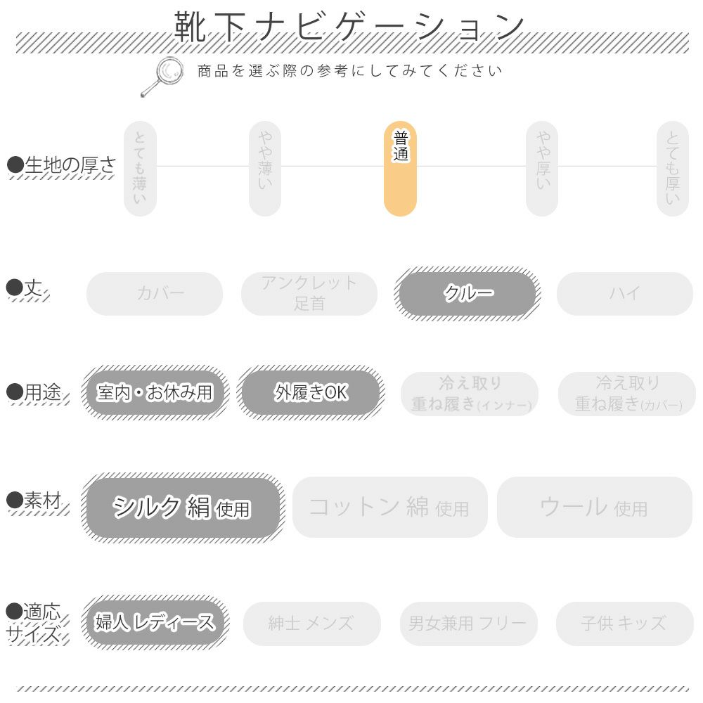 シルク たび型ソックス レディース