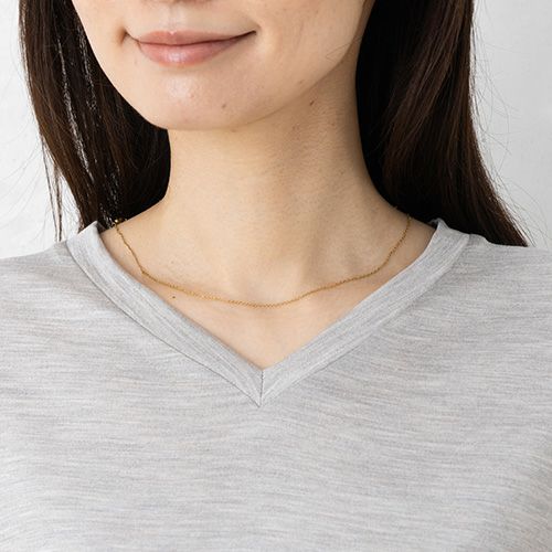 シルク100％ ソフトジャージー Vネック 7分袖トップス 日本製 ウォッシャブル加工