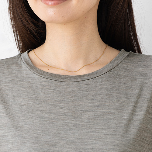 シルク100％ ソフトジャージー クルーネック 5分袖トップス 日本製 ウォッシャブル加工