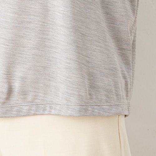 シルク100％ ソフトジャージー クルーネック 5分袖トップス 日本製 ウォッシャブル加工