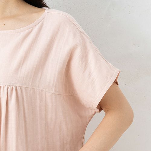 オーガニックコットン100% 和晒しダブルガーゼ 湯上りパジャマ 上下セット フレンチ袖トップスとルームパンツ 日本製