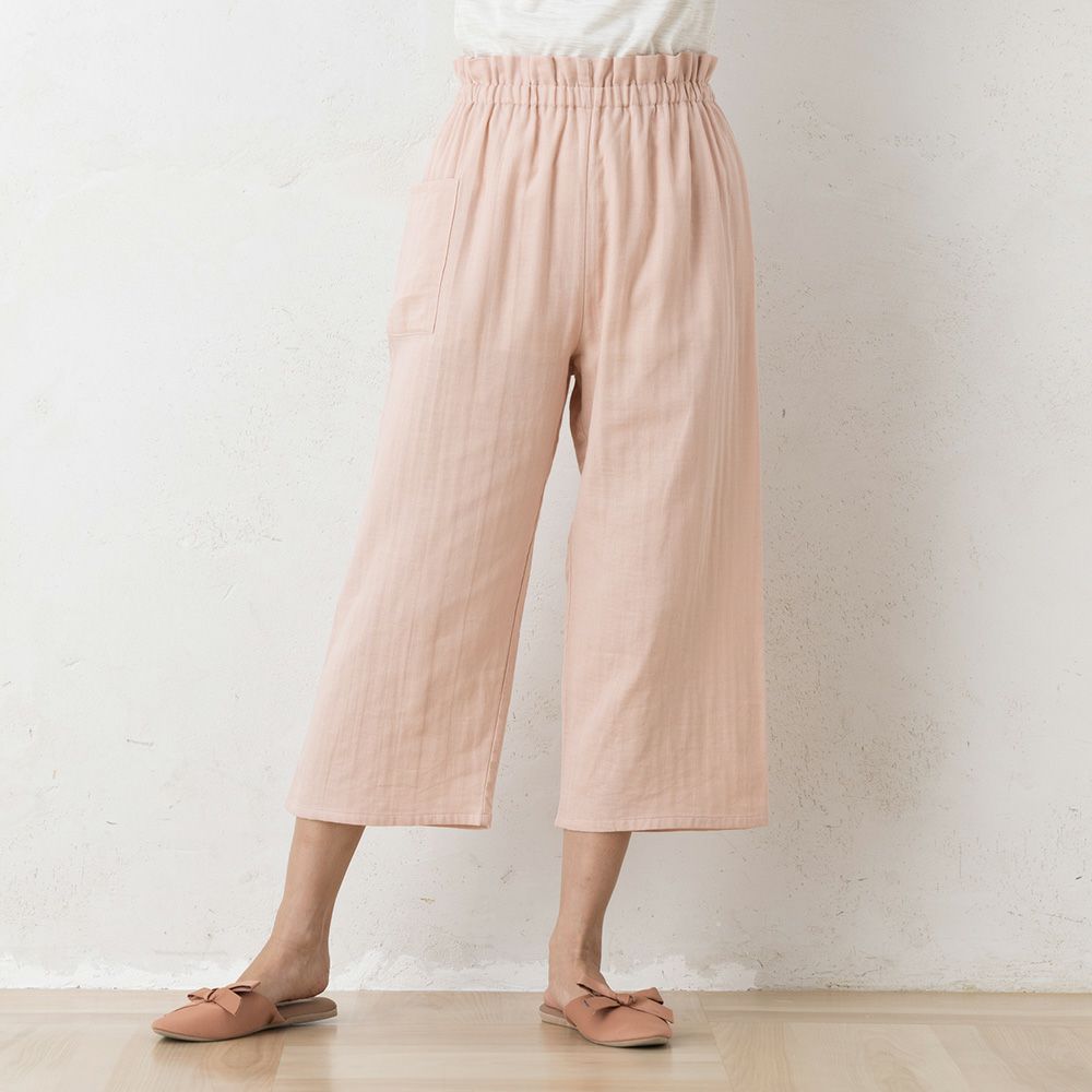 オーガニックコットン100% 和晒しダブルガーゼ 湯上りパジャマ 上下セット フレンチ袖トップスとルームパンツ 日本製