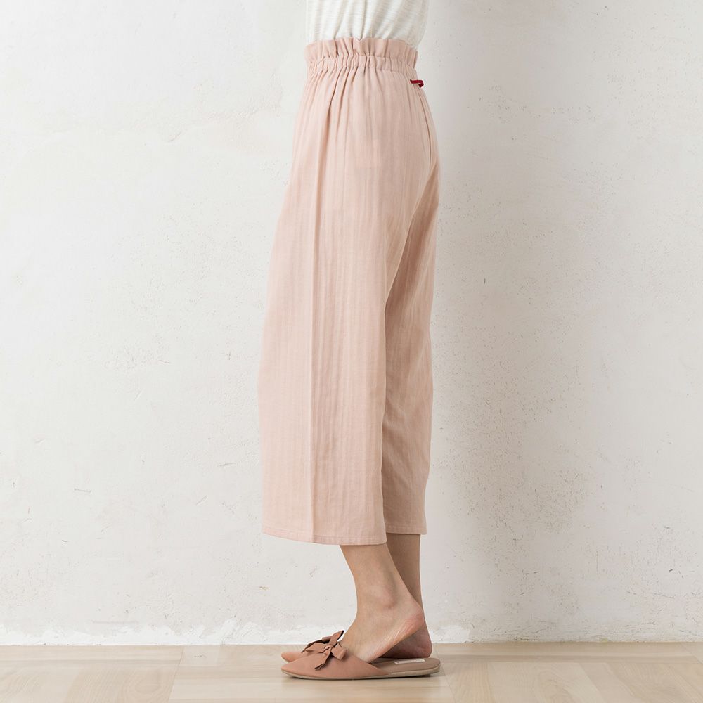 オーガニックコットン100% 和晒しダブルガーゼ 湯上りパジャマ 上下セット フレンチ袖トップスとルームパンツ 日本製