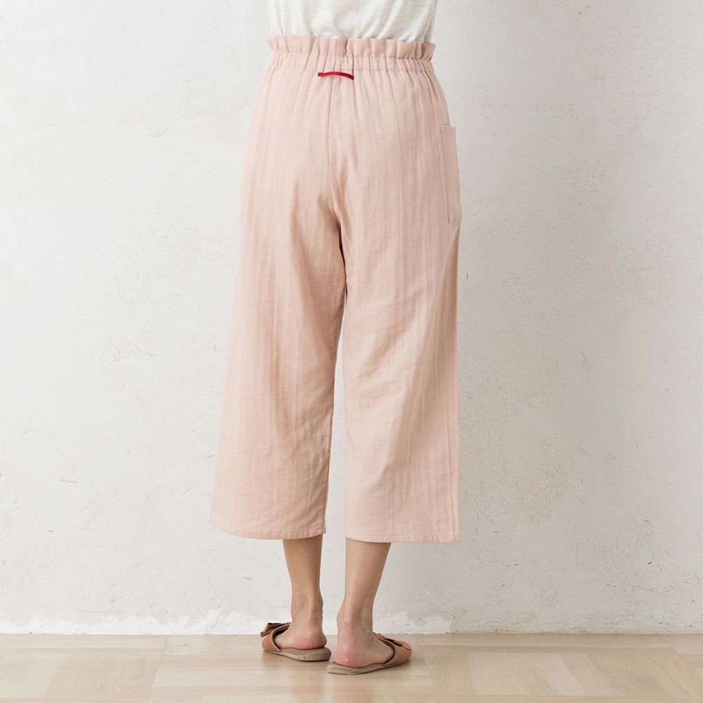 オーガニックコットン100% 和晒しダブルガーゼ 湯上りパジャマ 上下セット フレンチ袖トップスとルームパンツ 日本製