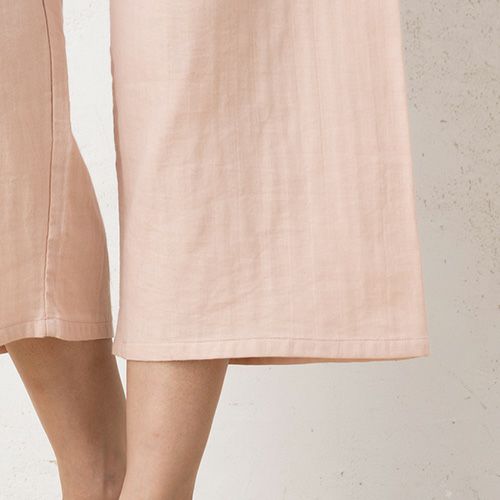 オーガニックコットン100% 和晒しダブルガーゼ 湯上りパジャマ 上下セット フレンチ袖トップスとルームパンツ 日本製