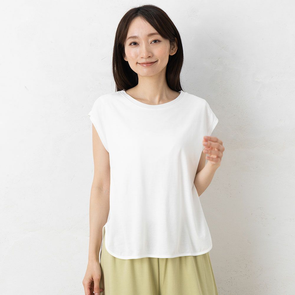 リラクシングウェア カップ付きフレンチ袖トップス 日本製