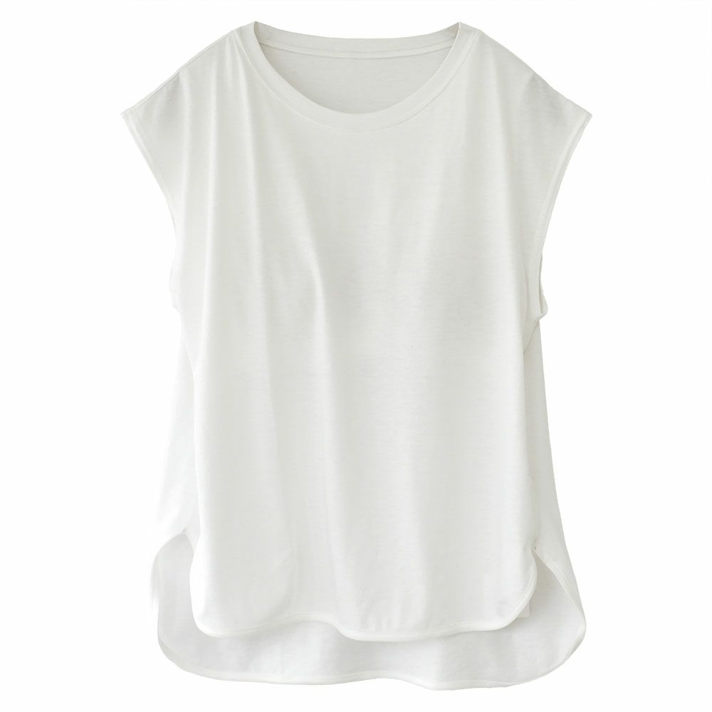 リラクシングウェア カップ付きフレンチ袖トップス 日本製