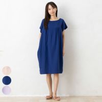 オーガニックコットン100% 和晒しダブルガーゼ 湯上りワンピース 日本製 フレンチ袖