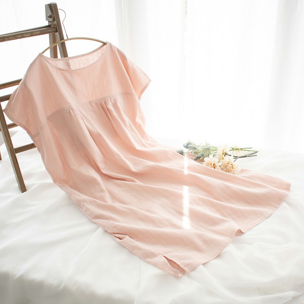 オーガニックコットン100% 和晒しダブルガーゼ 湯上りワンピース 日本製 フレンチ袖