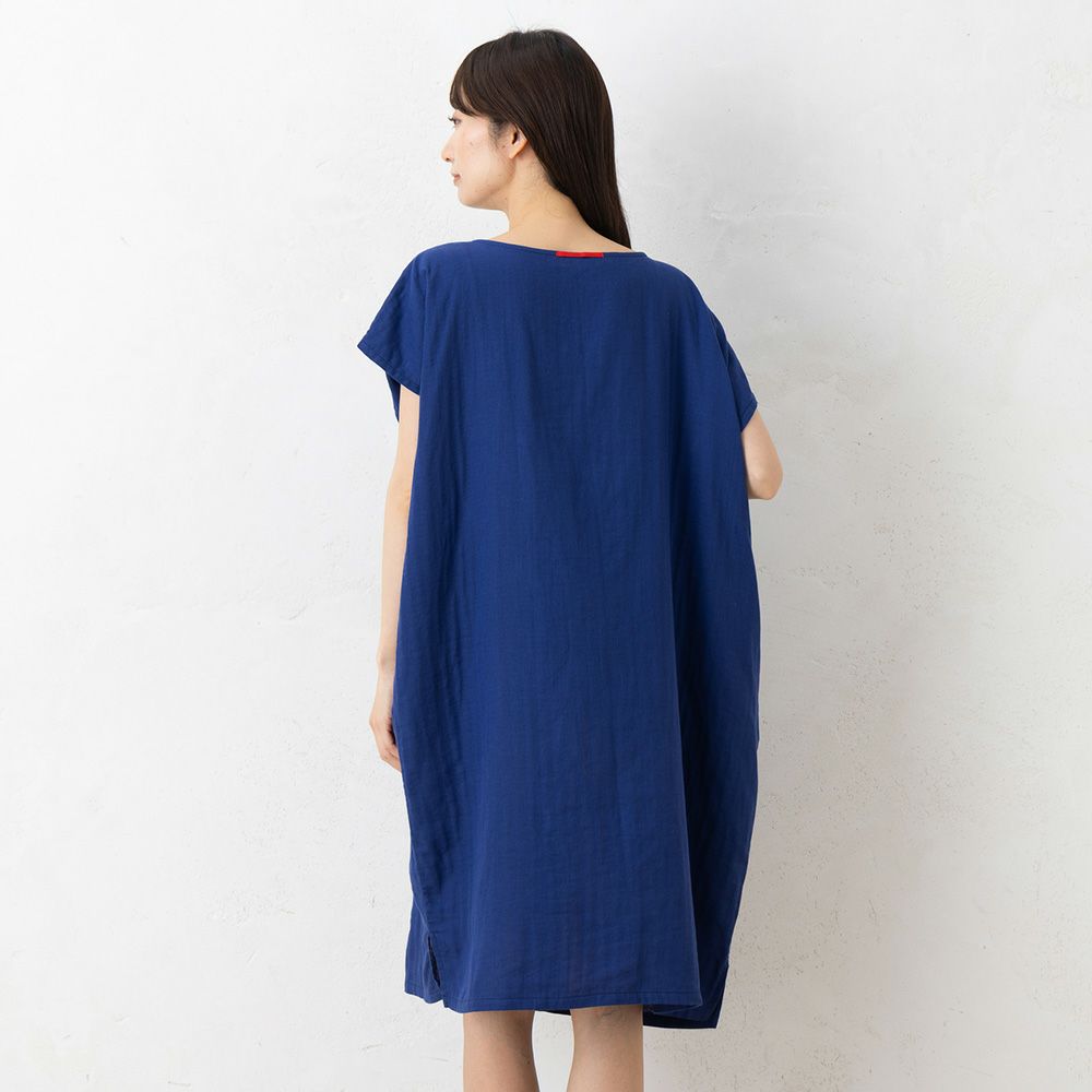 オーガニックコットン100% 和晒しダブルガーゼ 湯上りワンピース 日本製 フレンチ袖
