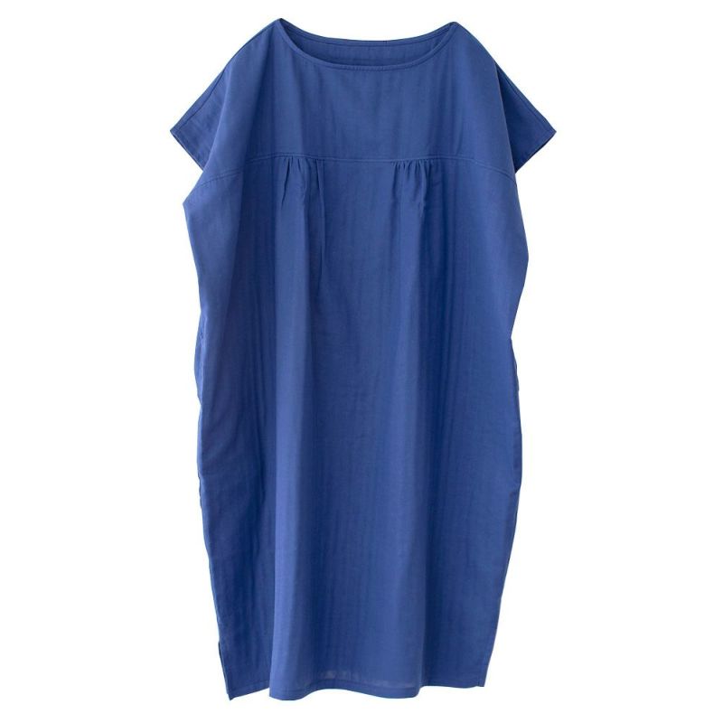 オーガニックコットン100% 和晒しダブルガーゼ 湯上りワンピース 日本製 フレンチ袖