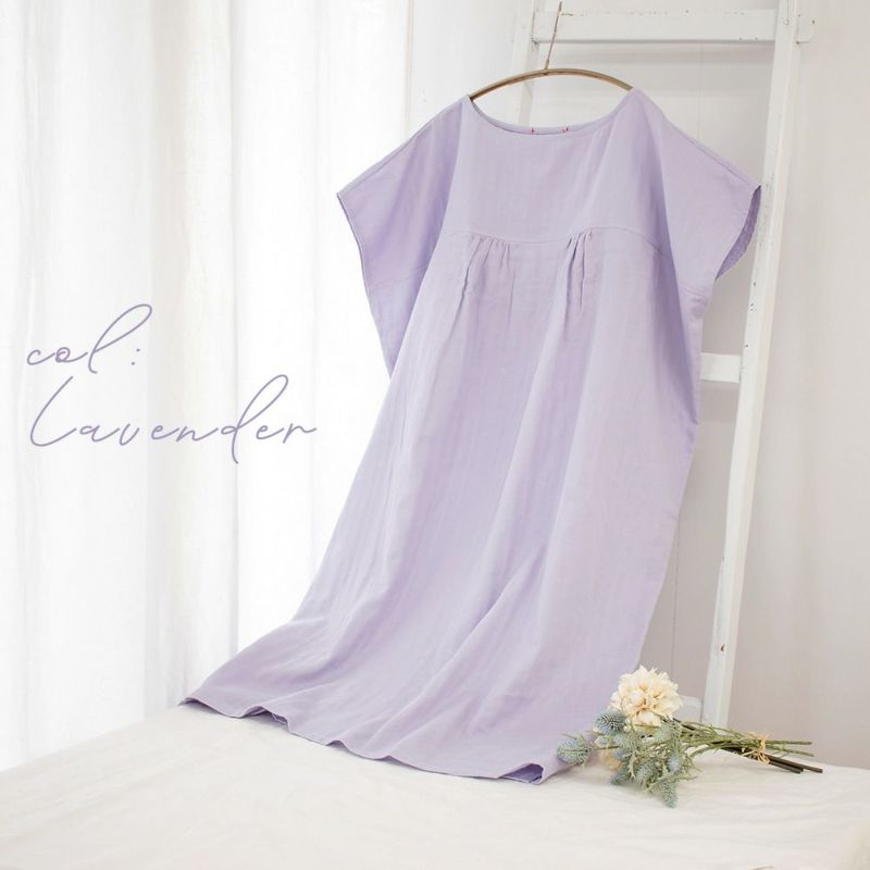 オーガニックコットン100% 和晒しダブルガーゼ 湯上りワンピース 日本製 フレンチ袖