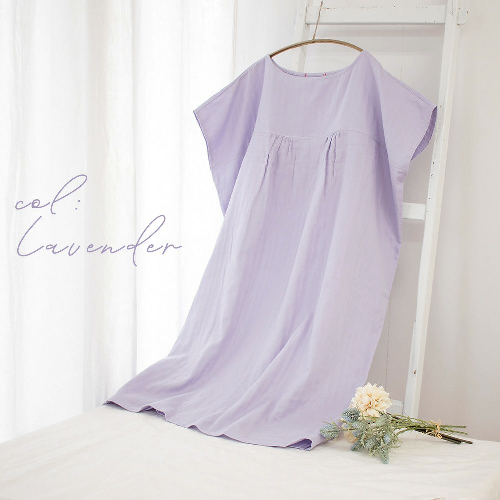 オーガニックコットン100% 和晒しダブルガーゼ 湯上りワンピース 日本製 フレンチ袖