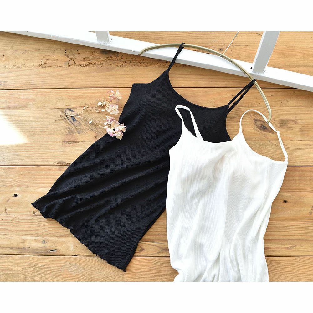 コットンシルク テレコ カップ付きキャミソール