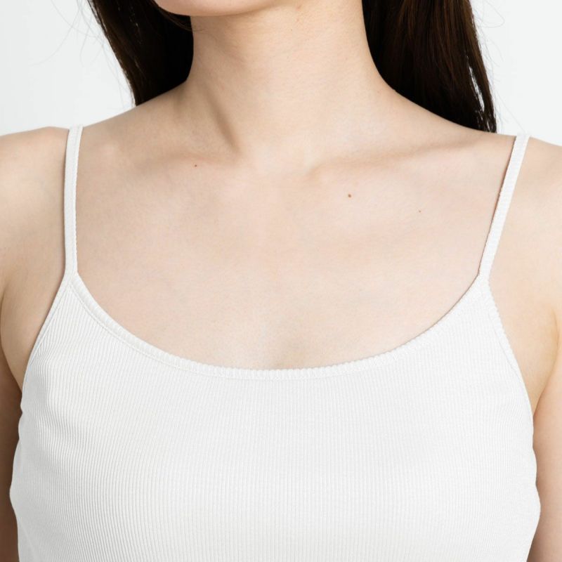 コットンシルク テレコ カップ付きキャミソール