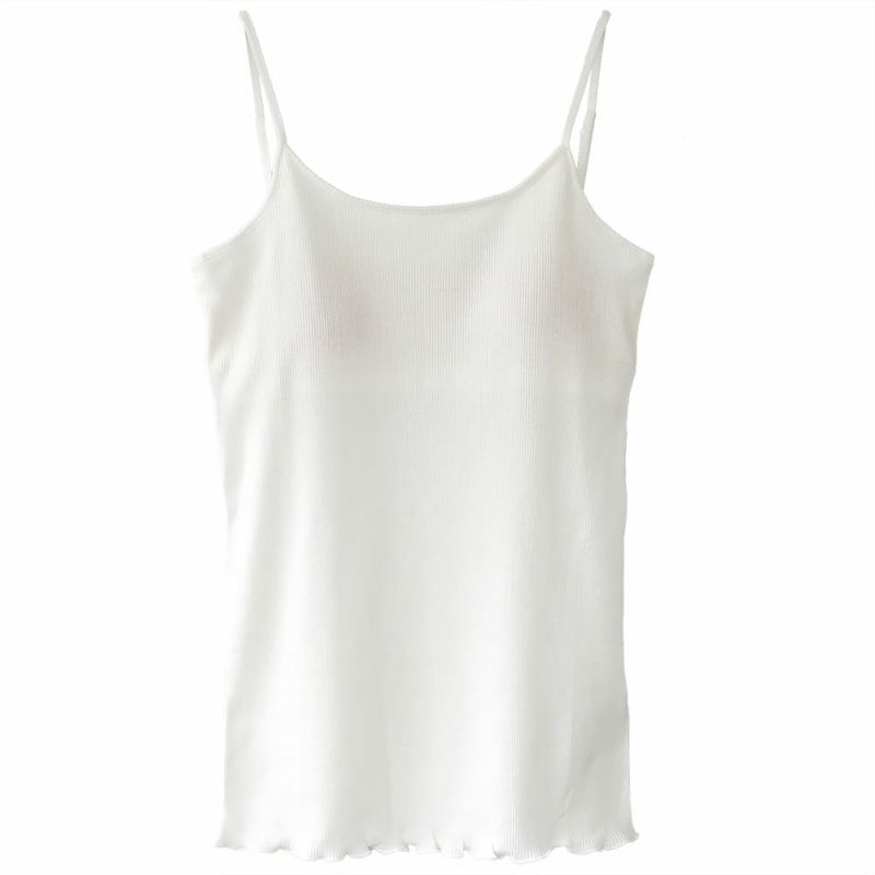 コットンシルク テレコ カップ付きキャミソール