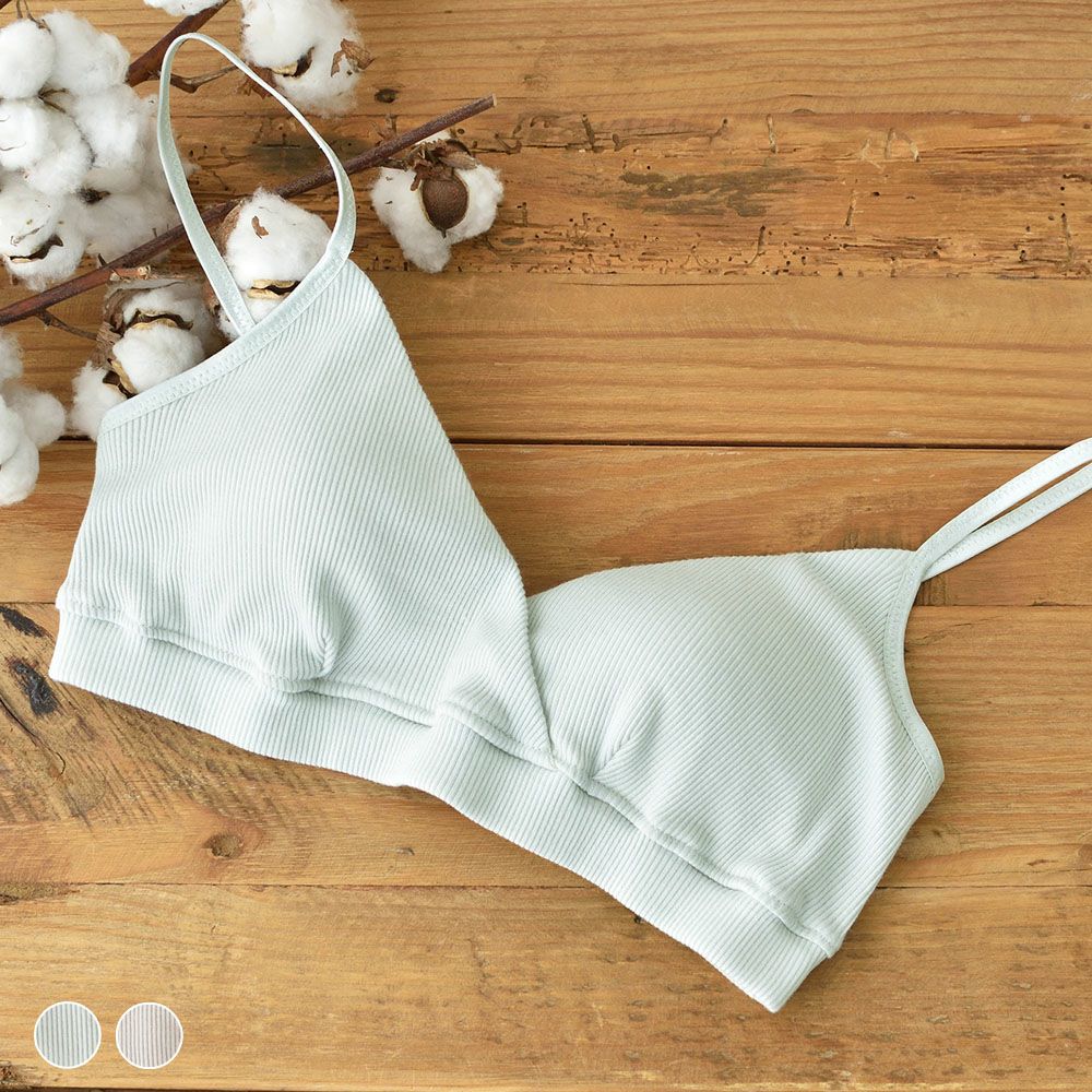 オーガニックコットン100% テレコ ノンワイヤーブラ 日本製 カップ裏シルク