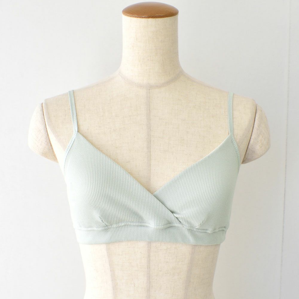 オーガニックコットン100% テレコ ノンワイヤーブラ 日本製 カップ裏シルク