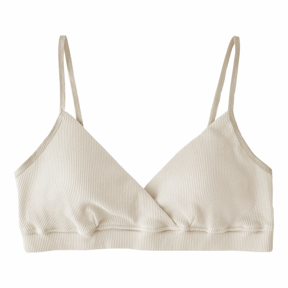 オーガニックコットン100% テレコ ノンワイヤーブラ 日本製 カップ裏シルク