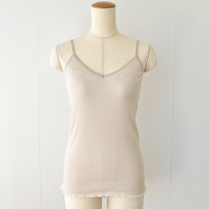 オーガニックコットン100% テレコ カップ付きキャミソール 日本製 カップ裏シルク