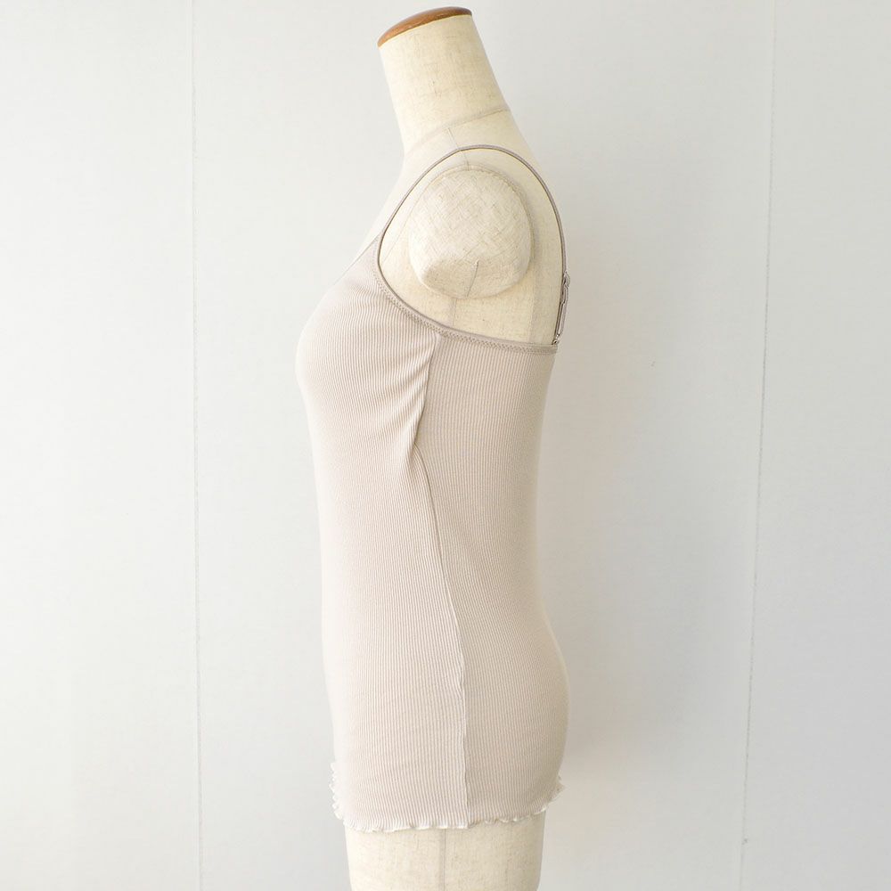 オーガニックコットン100% テレコ カップ付きキャミソール 日本製 カップ裏シルク