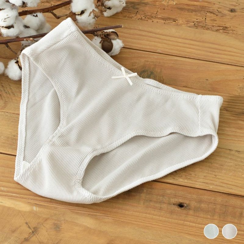 オーガニックコットン100% テレコ ショーツ サニタリー兼用 日本製 マチ裏シルク