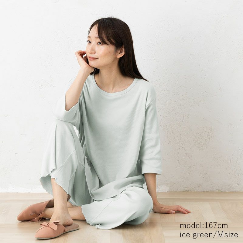 オーガニックコットン100% テレコ カップ付きトップス 日本製 カップ裏シルク