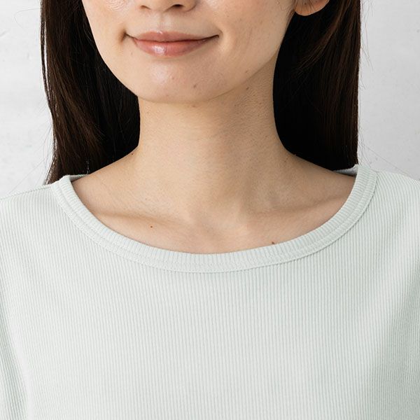 オーガニックコットン100% テレコ カップ付きトップス 日本製 カップ裏シルク