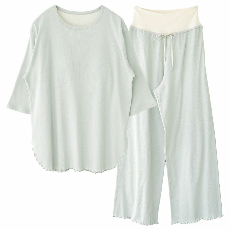  オーガニックコットン100％ テレコ シルクカップ付きパジャマ 上下セット 日本製