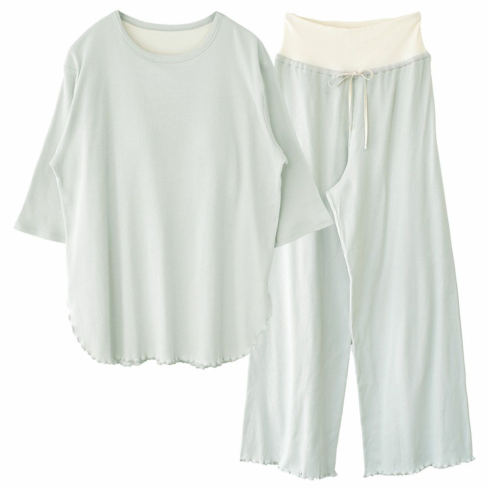  オーガニックコットン100％ テレコ シルクカップ付きパジャマ 上下セット 日本製